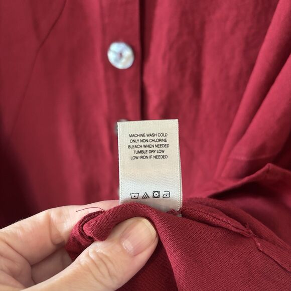 John Mark Red Tunic Top Roll Tab Sleeves Button Up Blouse Sz 1X - Picture 7 of 10